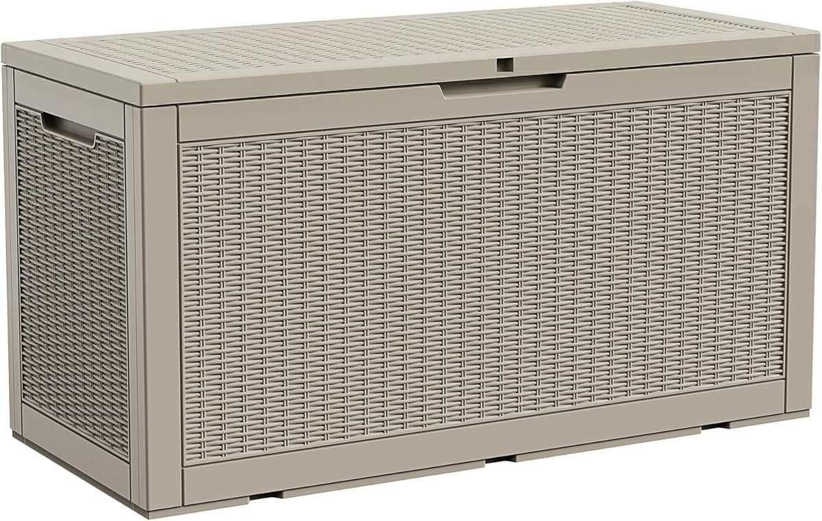 155gal outdoor storage box, lockable grey deck box, main product view