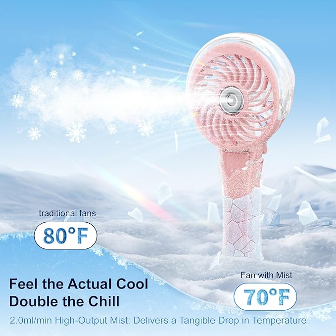HandFan Upgraded Portable Handheld Misting Fan, Rechargeable Personal Mister Fan - Image 3