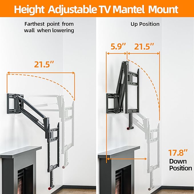 Pull Down TV Mount for Fireplace, Height Adjustable for Most 43-80 Inch TVs - Image 3