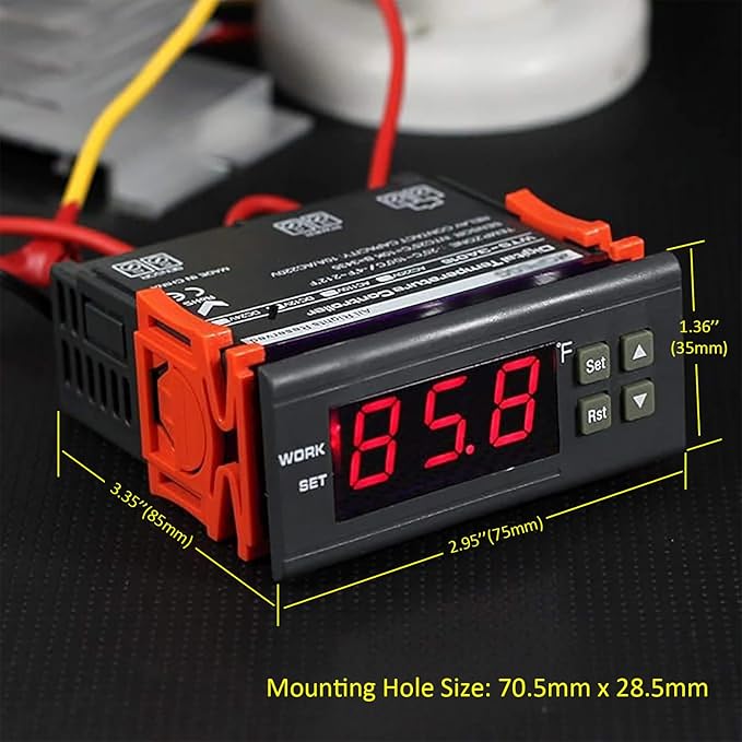 bayite DC 12V Fahrenheit Digital Temperature Controller 10A 1 Relay - Image 3