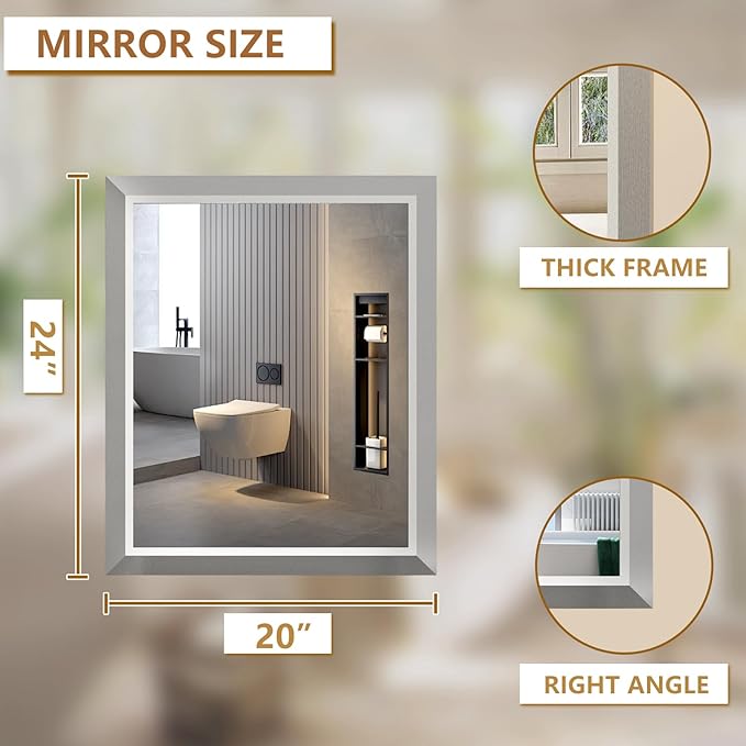 SMIROR Brushed Silver Bathroom Mirror - Image 2