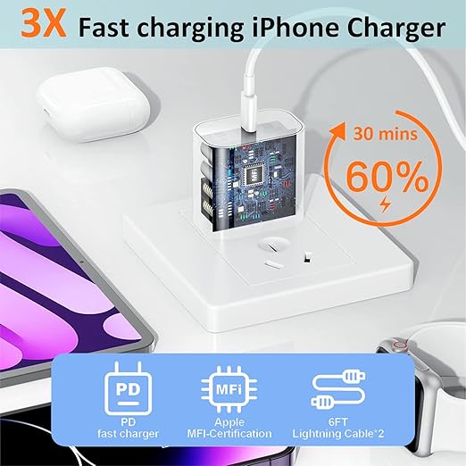 iPhone Fast Charger, iPhone Charger Fast Charging 2Pack PD 6FT Type C Quick USB - Image 3