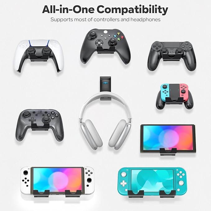 OIVO Controller & Headset Wall Mount Holder Stand, Foldable Headphone Stand - Image 2