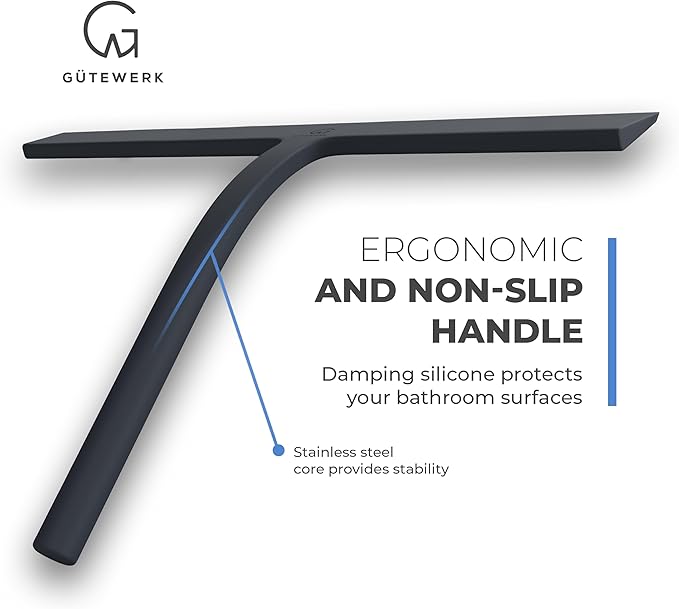 GÜTEWERK Shower Squeegee for Glass Doors, Silicone Window Squeegee, Bathroom - Image 2