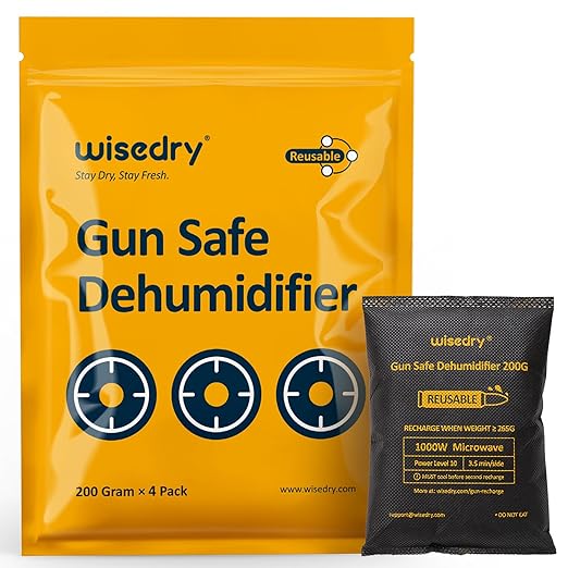 wisedry 200 Grams x 4 Packs Gun Safe Dehumidifier, Reusable Moisture Absorber by wisedry