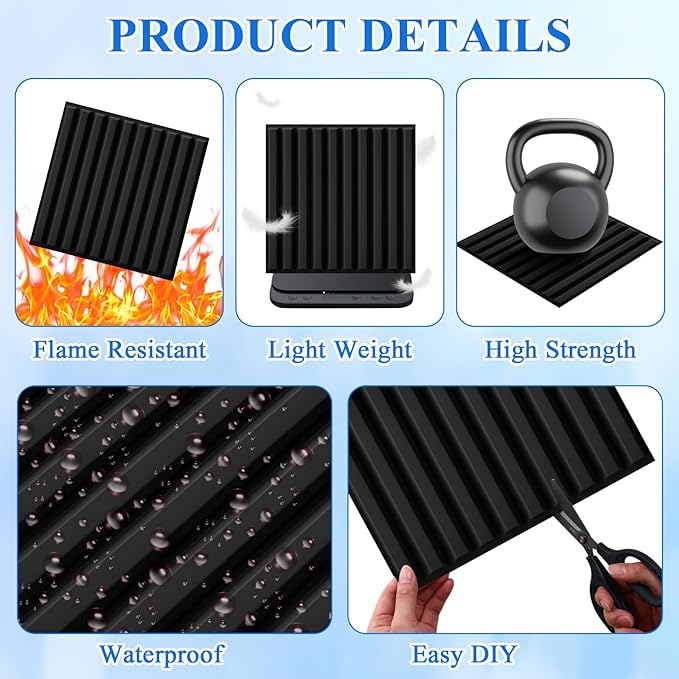 Nuanchu 60 Pcs 3D Slat Wall Panels 12 x 12 Inch PVC Fluted Textured Panel - Image 4