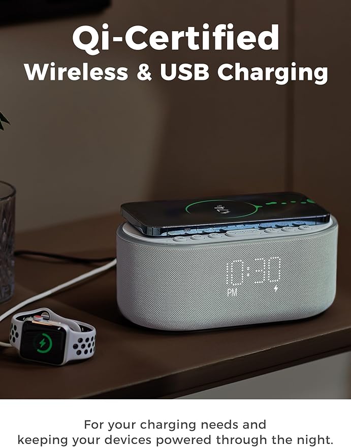 Odokee Wireless Charging Alarm Clock Radio: Qi Certified Fast Wireless Charger - Image 3