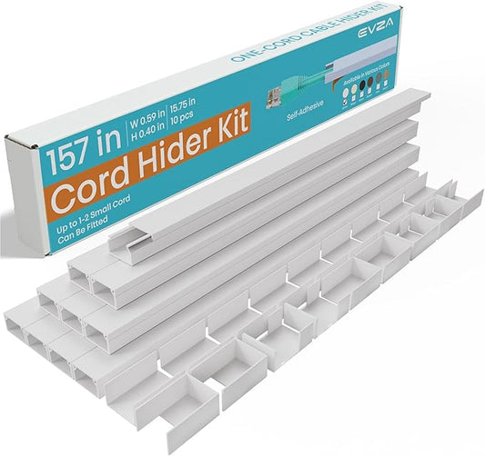EVZA 157in Cord Hider for 1-2 Wire, Self Adhesive One-Cord Channel Cable by EVZA