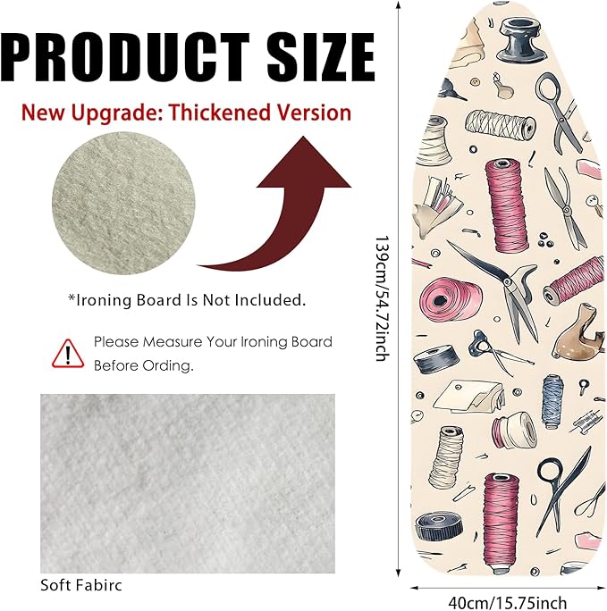 Nuxovilar Ironing Board Cover Needle Cotton 15x54 Inches | Ironing Board Cover - Image 3