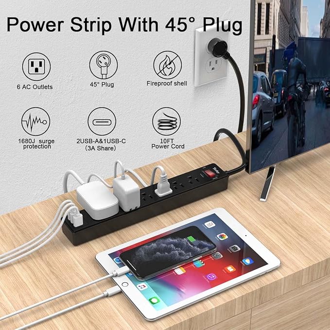 10 Ft Power Strip Surge Protector - Image 2