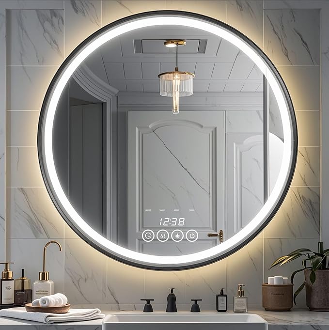 Wall-Mounted Round Bathroom Mirror by LIGHTINGUPYOURBEAUTY