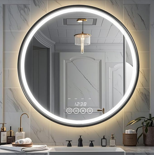 Wall-Mounted Round Bathroom Mirror by LIGHTINGUPYOURBEAUTY
