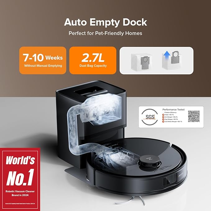 roborock Q10 X5+ Robot Vacuum and Mop, Self-Emptying, Hands-Free Cleaning - Image 2