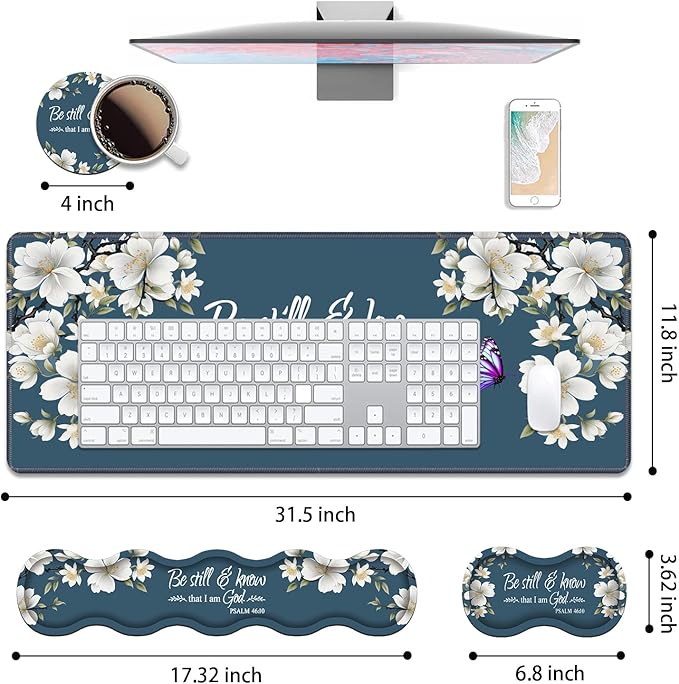 4 in 1 Ergonomic Keyboard Wrist Rest & Mouse Pad Wrist Rest Set, Large XXL - Image 2