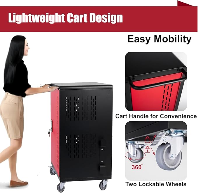 VOOTOLOVER 32 Bay Mobile School Charging Cart Station, - Image 3