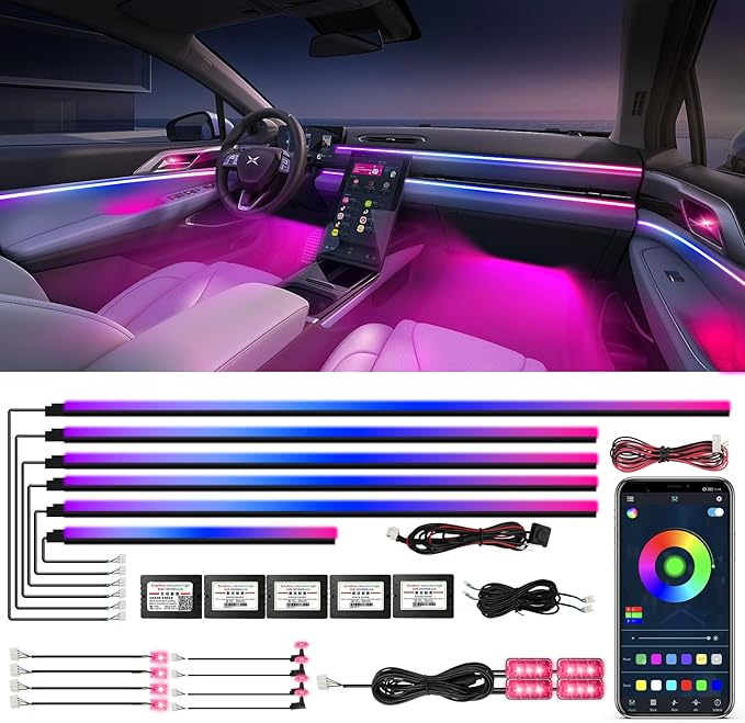 Dreamcolor Acrylic Interior Car Lights, WEBUPAR Car Accessories 18 in 1 Car LED by WEBUPAR
