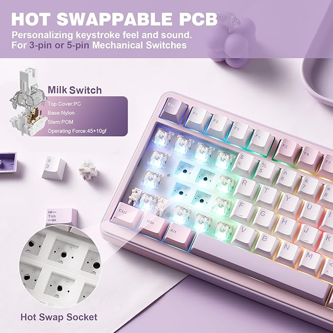 YUNZII B75 PRO Wireless Mechanical Keyboard, 75% Layout - Image 5