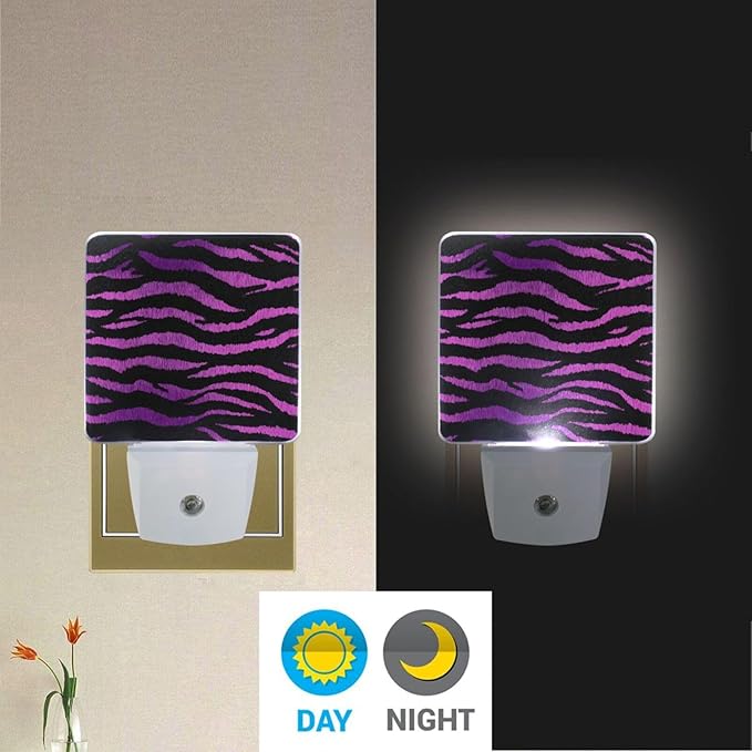 Pigsaly Led Night Light Black Magenta Purple Tiger Stripe Night Light Plug in - Image 5