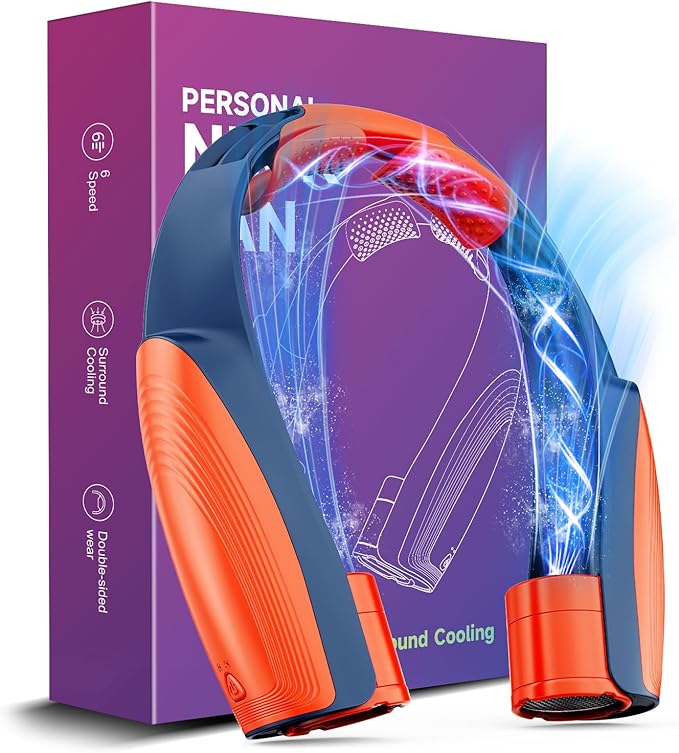 AI Portable Neck Fan with 6 Powerful Speeds, 8000mAh Battery Operated USB-C by Slientspin
