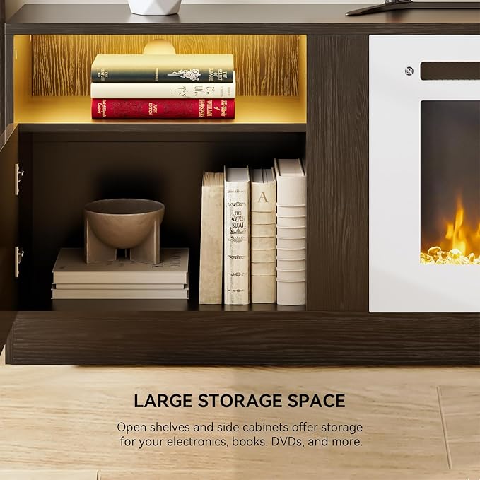 YISUFO 80” TV Stand with 36” Electric Fireplace, Large Modern Media - Image 6