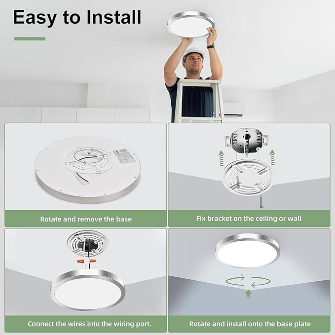 hykolity 2 Pack 12 Inch Selectable CCT LED Round Flat Panel Light, 24W - Image 8
