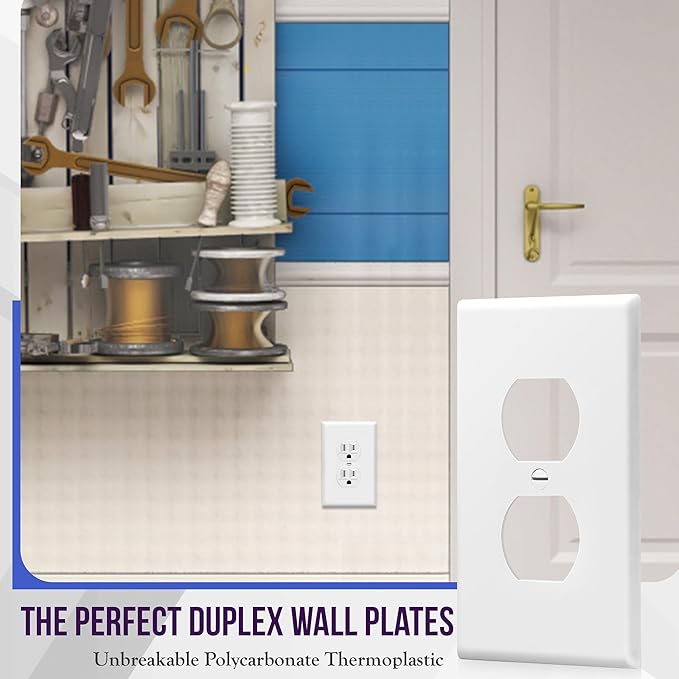 ENERLITES Mid-Size Duplex Receptacle Outlet Wall Plate, Electrical Outlet - Image 3