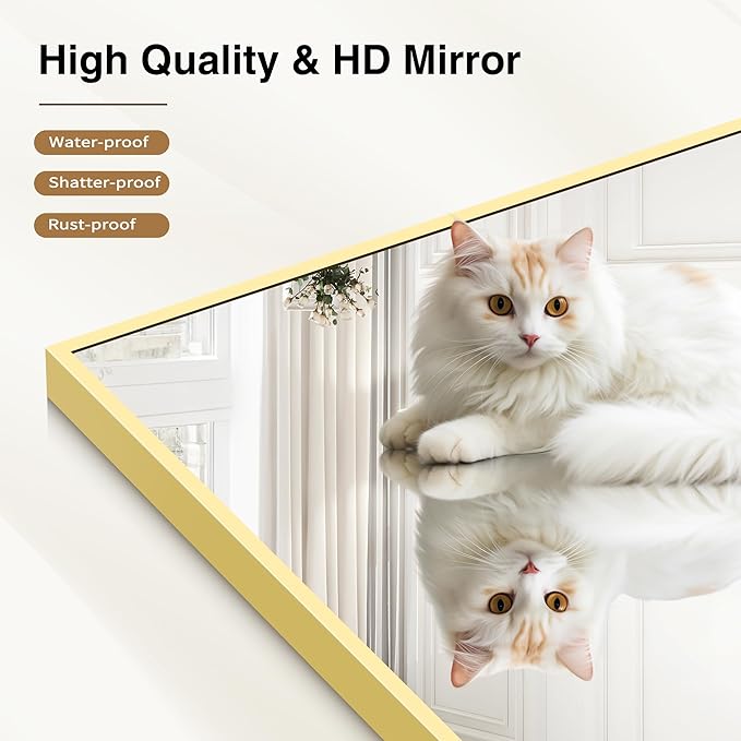 Gold Bathroom Mirror for Wall, 30x30 Inch Rectangle Mirrors - Image 6