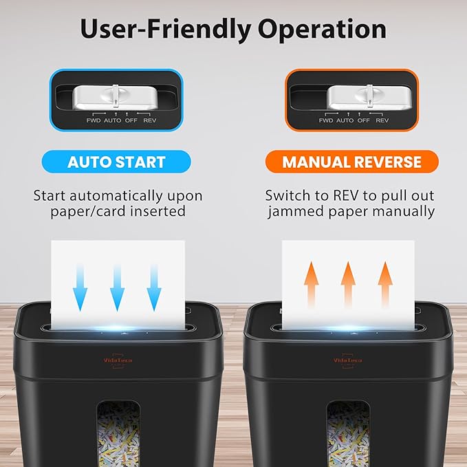 VidaTeco Paper Shredder for Home Use 6-Sheet Cross-Cut Shredder, Also Shred - Image 5