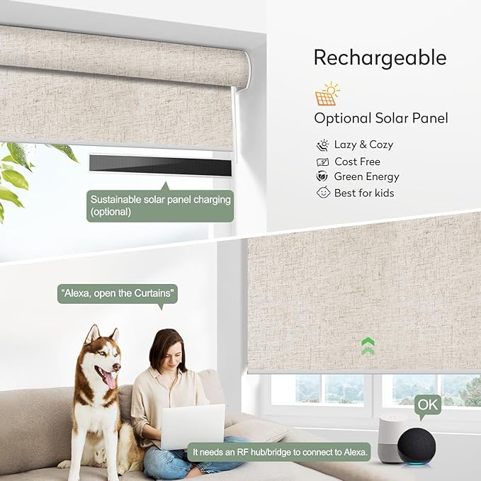 ZSHINE Motorized Blackout Window Blinds Customize Width Remote Control Wireless - Image 4
