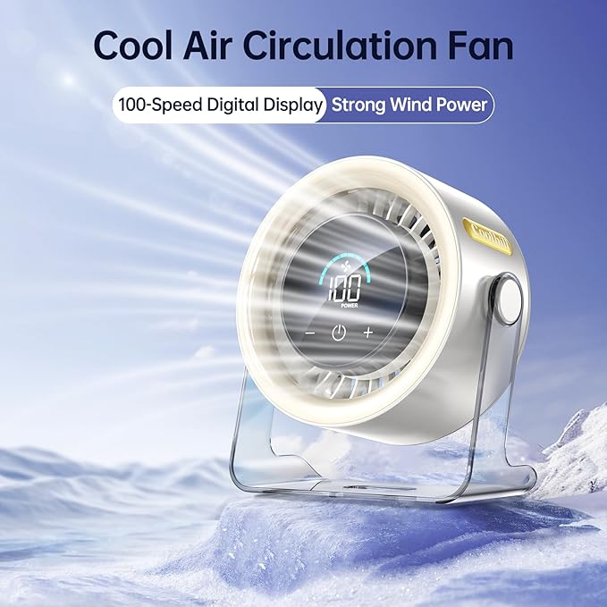 Coolhill USB Desk Fan for Bedroom: 100 Speeds Digital Display Quiet Table Fan - Image 2