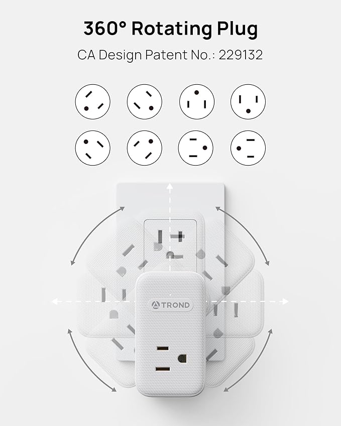 TROND Outlet Extender with 360 Rotating Plug, 3 AC Outlet Splitter with 2 PD - Image 5