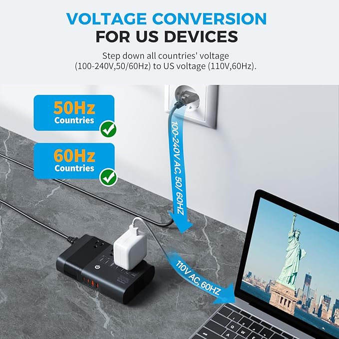 DOACE 500W Max Pure Sine Wave Voltage Converter Us to Europe, 220V to 110V - Image 6