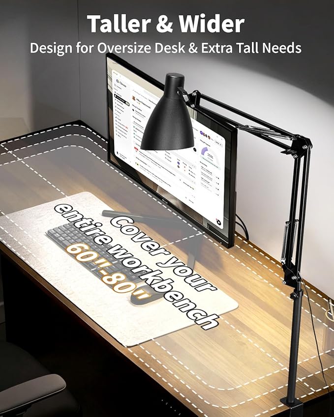 LED Desk Lamp for Home Office, Extra Tall Metal Swing Arm Architect Desk Lamp - Image 5