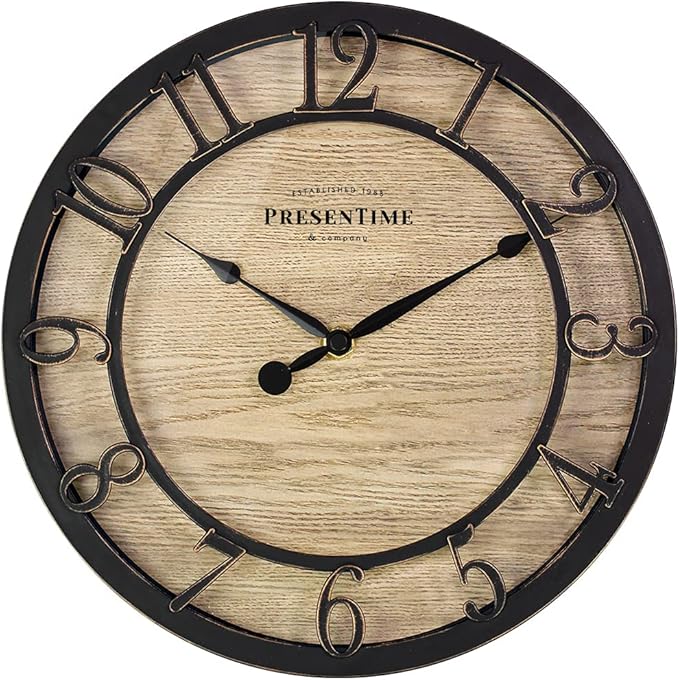 Presentime & Co 10" Farmhouse Series Wall Clock, Cottage Style, Vintage Design by Presentime