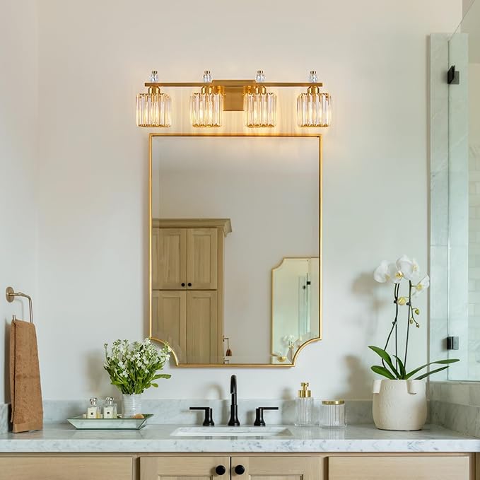 FDPBY Vanity Lights 4-Light Modern Crystal Vanity Light Gold Bathroom Light - Image 3