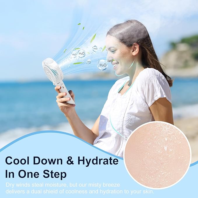 HandFan Upgraded Portable Misting Fan, Handheld Spray Water Mister Fan - Image 4