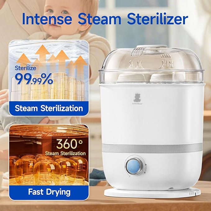 Snow Bear Baby Bottle Sterilizer and Dryer, 6-in-1 Electric Steam Bottle - Image 3