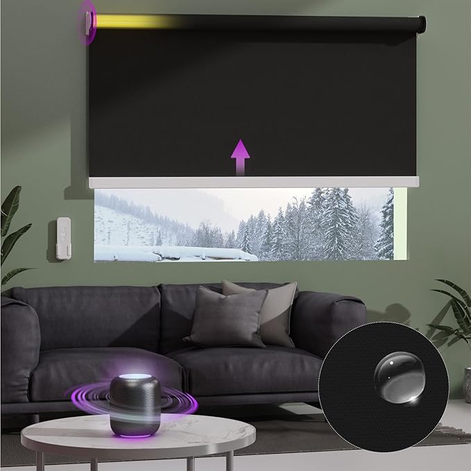 Astomi Motorized Roller Shades for Windows, Effortless Remote & Voice Control by Astomi