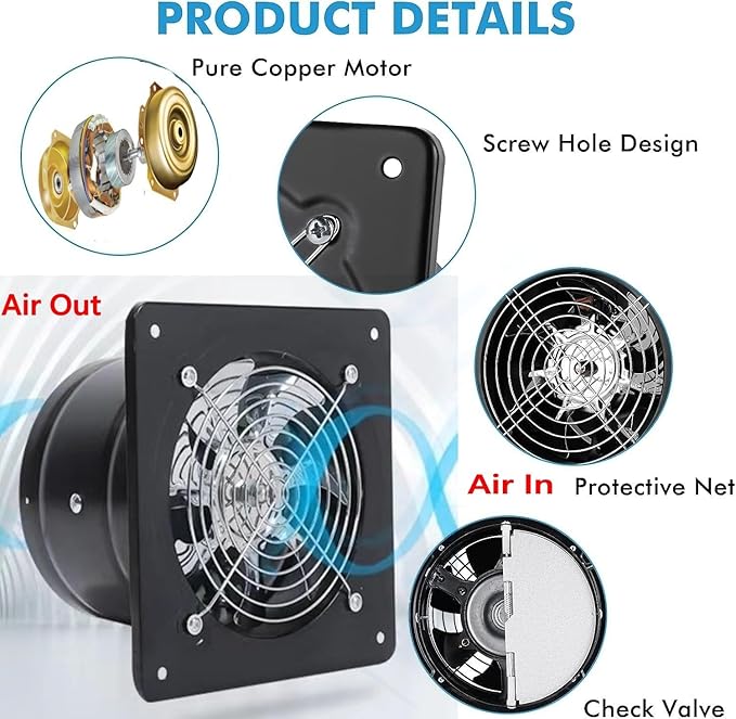 Aydomer Exhaust Fan 40W Through-wall installation Ventilation Fans 110V Exhaust - Image 2