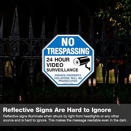 4-Pack No Trespassing Sign Private Property Protected By Video Surveillance - Image 5