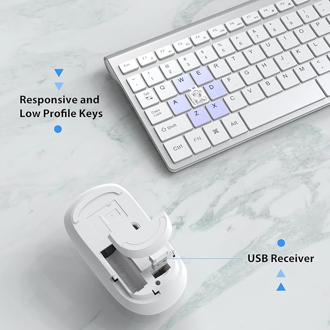 J JOYACCESS Wireless Keyboard and Mouse, Slim Wireless Keyboard Mouse - Image 3