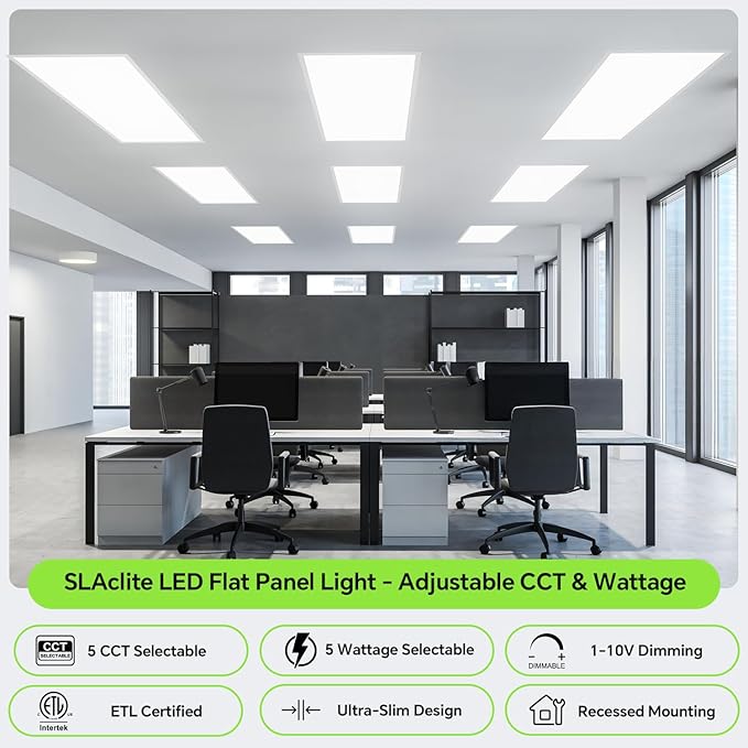 SLAclite 6 Pack 2x4 LED Flat Panel Light 50/40/35/30/25W 6500lm Adjustable - Image 2