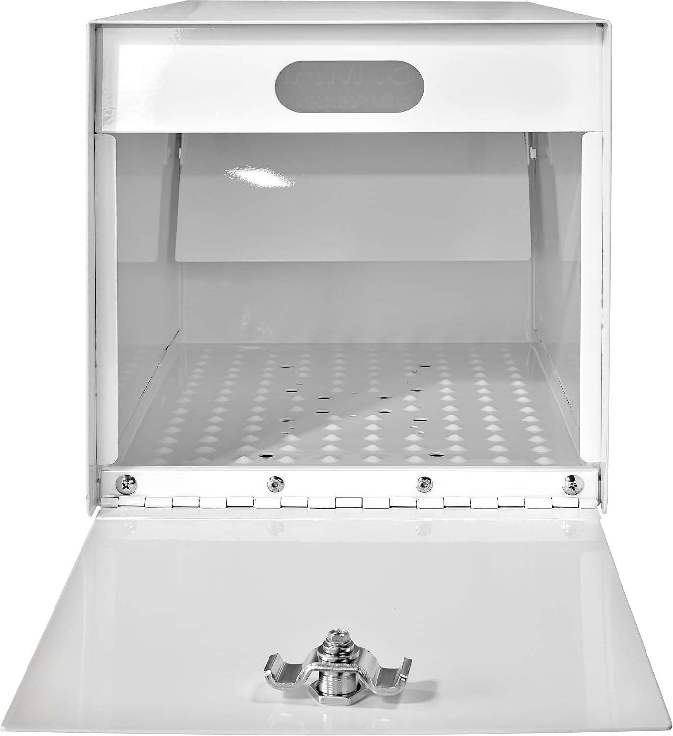 Mail Boss Mail Manager Street Safe Rear Access Locking Post Mount Mailbox | Rear retrieval door keeps you out of the street, anti-pry double-cam lock, USPS approved, accepts small packages.