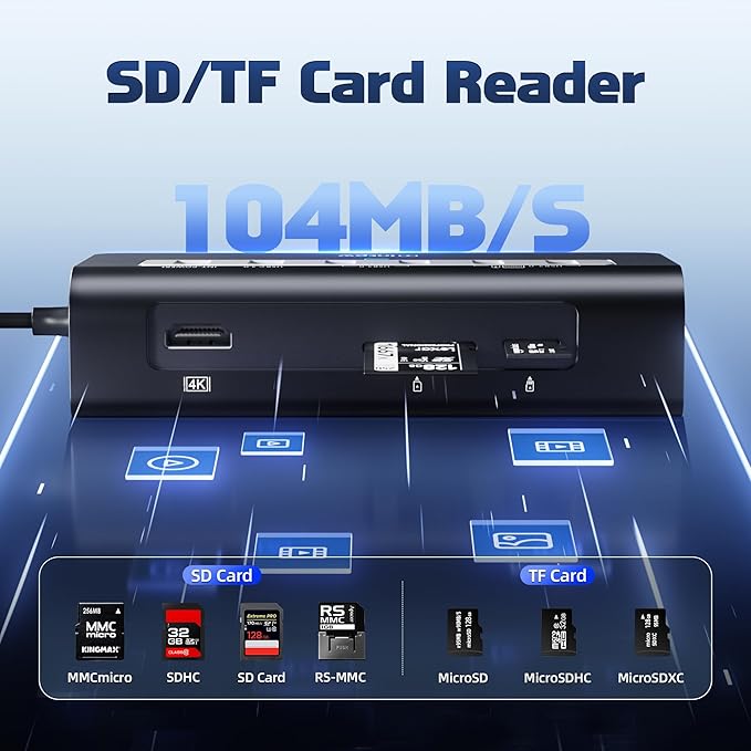 intpw P9 PRO USB C Hub 10Gbps, 9-in-1 USB C Docking Station 3.28FT - Image 8
