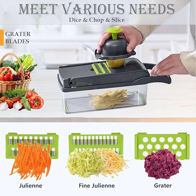 Vegetable Chopper Dicer with Container | Cheese Grater Mandoline Slicer Cabbage - Image 3