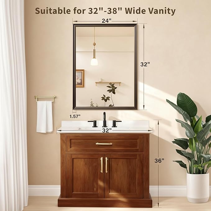 Retro Copper Effect Framed Wall Mirror, 24x32 Rectangle Mirror, - Image 2