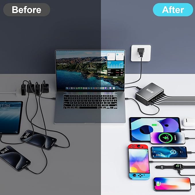 500W USB C Fast Charger Block, 8 Port USB Charging Station, GaN Ⅲ Pro Double - Image 6