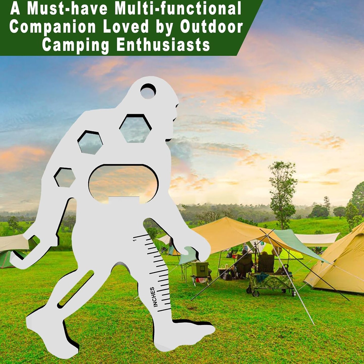 Funny Sasquatch Gifts for Men - Small EDC Pocket Multitool with Carabiner Cool Stocking Stuffers Birthday Fathers Valentines Gifts for Him, Unique Outdoor Camping Hiking Gift Ideas for Sasquatch Lover
