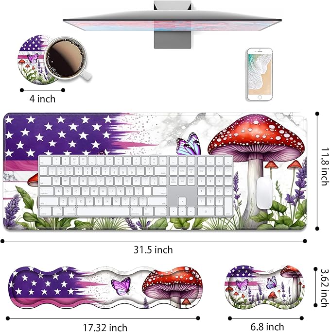 4 in 1 Ergonomic Keyboard Wrist Rest & Mouse Pad Wrist Rest Set, Large XXL - Image 2