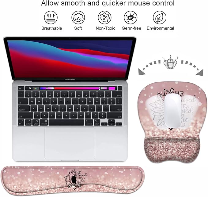 Mouse Pad Wrist Support and Keyboard Wrist Rest Set - Image 3